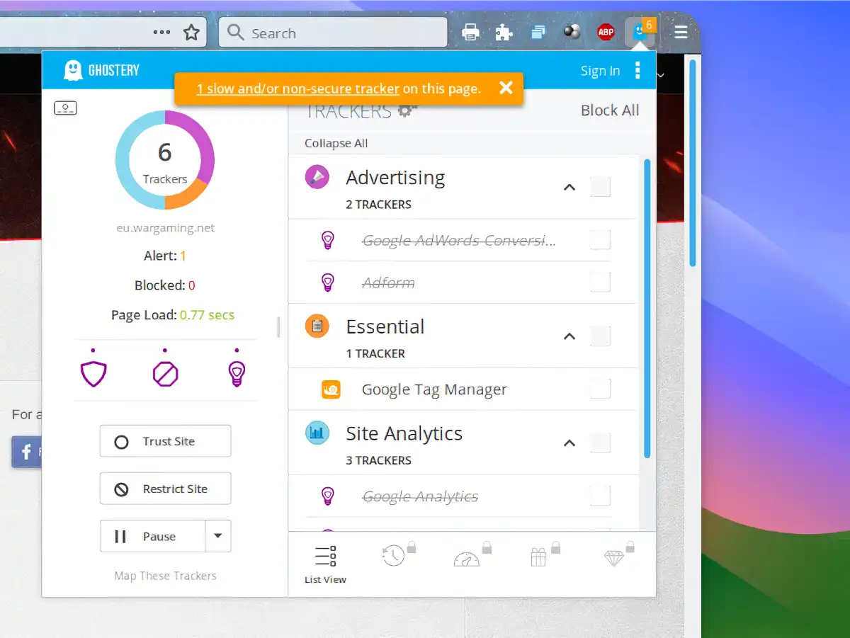Ghostery Privacy Browser - Tracker blocking - 01
